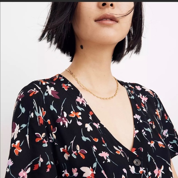 Madewell Black Floral Dress - Picture 5 of 12